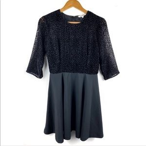 BB Dakota Black Velvet Burnout Long Sleeve Cocktail Dress